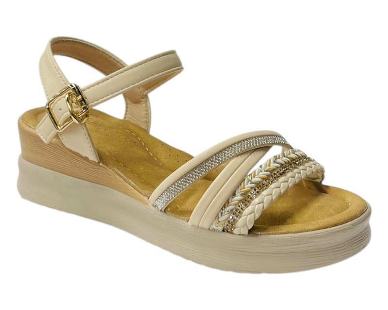 Lightweight Diamante Padded Insole Wedge Sandals - Sandals - British D'sire