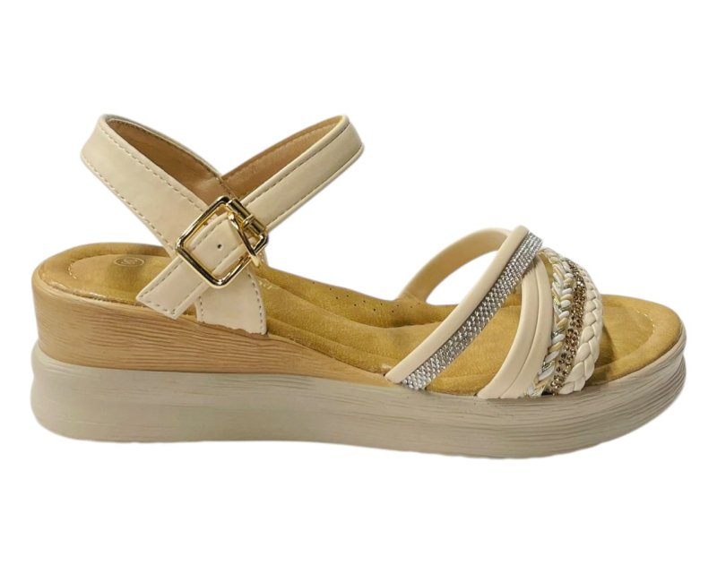 Lightweight Diamante Padded Insole Wedge Sandals - Sandals - British D'sire