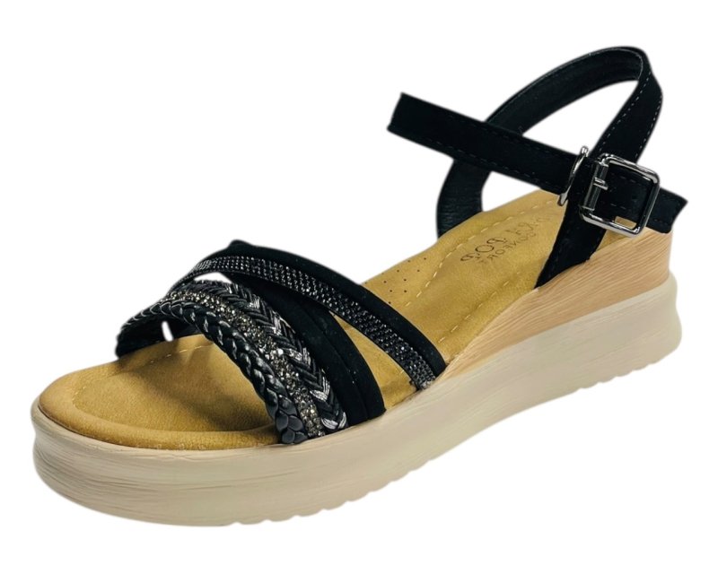 Lightweight Diamante Padded Insole Wedge Sandals - Sandals - British D'sire