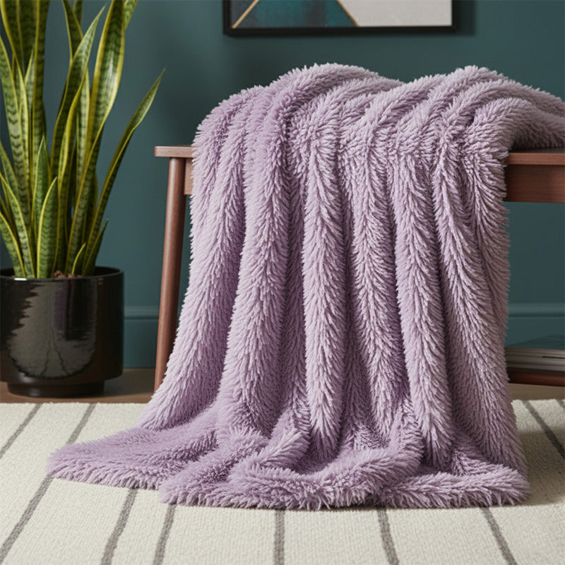 Cuddly Extra Fluffy Throw Ultra Soft Plush Blanket for Sofa Bed Home Decor - White