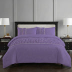 Ruffle Design Duvet Cover Soft Elegant Bedding Set with Pillowcases - Super King - White