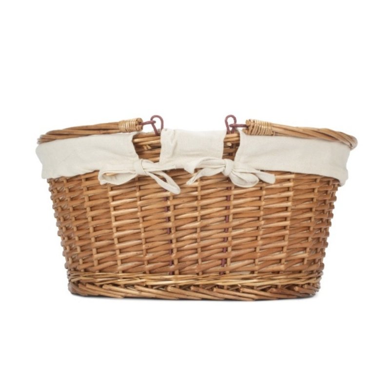 Lined Double Steamed Wicker Shopping Basket With Swing Handles - Shopping Baskets - British D'sire