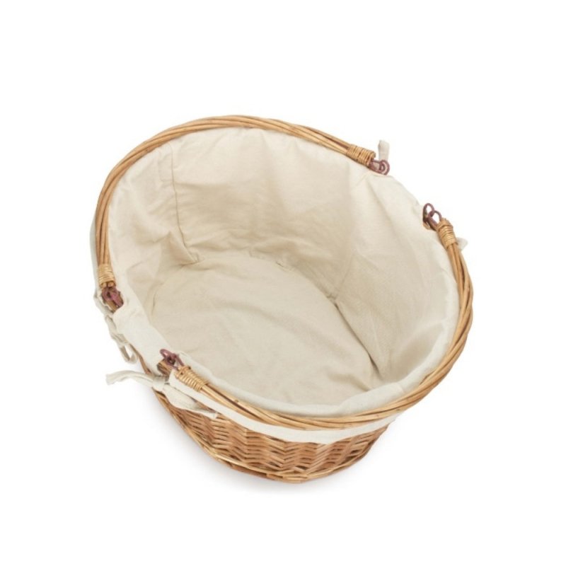Lined Double Steamed Wicker Shopping Basket With Swing Handles - Shopping Baskets - British D'sire