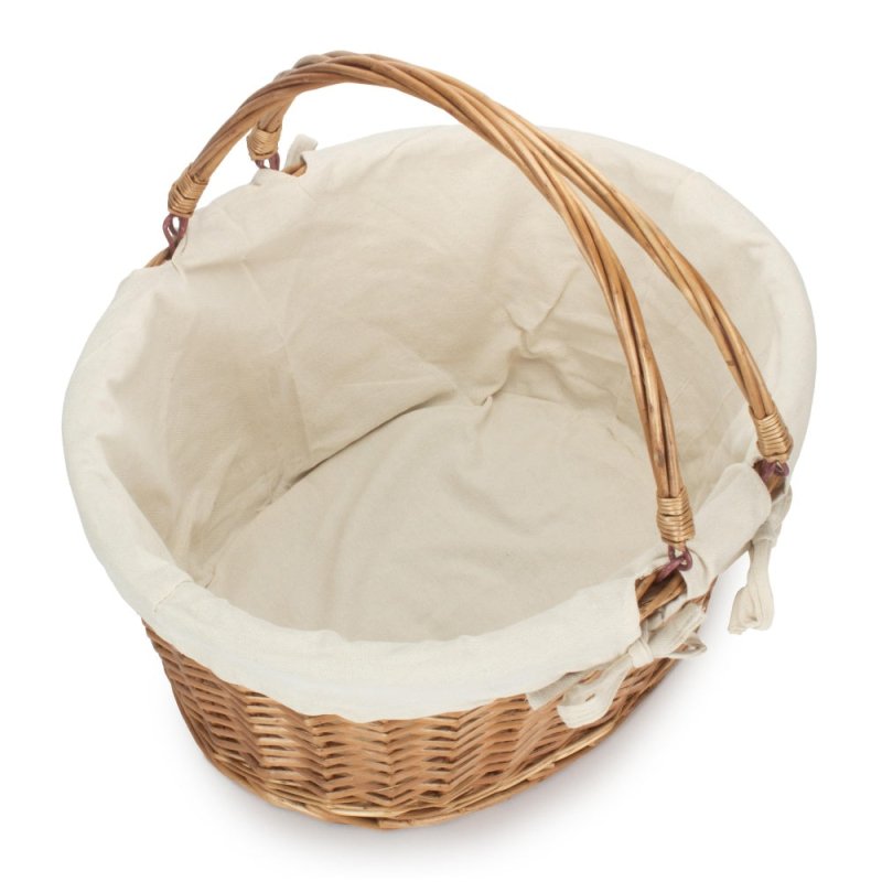 Lined Double Steamed Wicker Shopping Basket With Swing Handles Secondary image