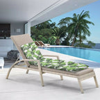 Linen Lounger Cushion with Tropical Monstera Leaf Pattern - 125cm x 48cm - Sun Lounger Cushion - British D'sire
