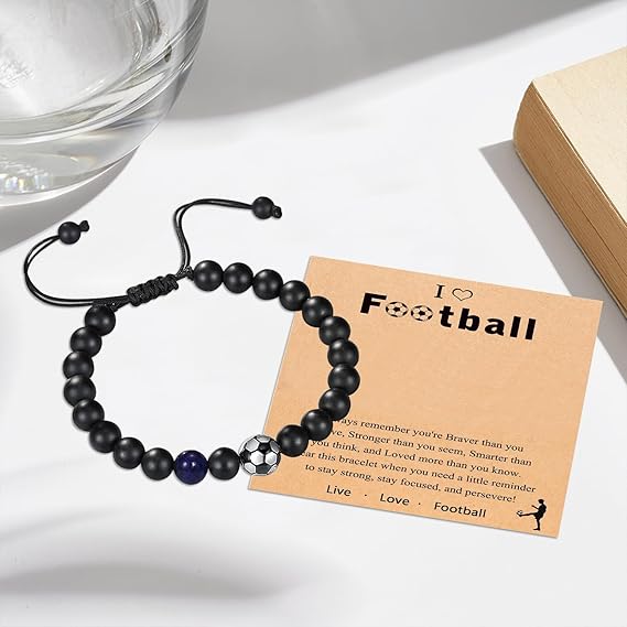 LINXINS Football Bracelets for Boys, Football Gifts for Teenage Boys Age 8 9 10 11 12 13 14 15 Years Old, Birthday Christmas Graduation Gifts Secondary image