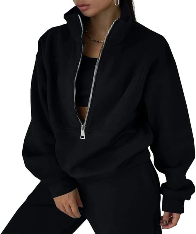 Litthing Tracksuit Womens Full Set Lounge Wear Sets 2 Piece Ladies Fleece Tracksuits Comfort Long Sleeve Activewear Zip Coat Tops Trousers Sets Fashion Casual Thermal Tracksuit Autumn Winter - Tracksuit - British D'sire Main image