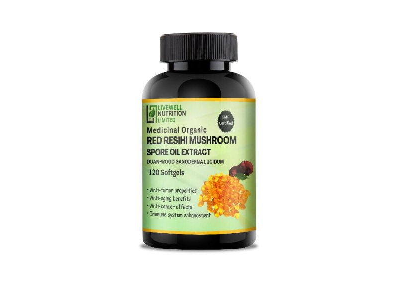 Livewell Nutrition Reishi Mushroom Spore Extract Oil | CO2 Extraction 500mg 120 Soft gels - Vitamins & Supplements - British D'sire