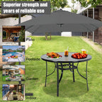Livingandhome 105cm Tempered Glass Metal Garden Table with Parasol Hole - Garden Table - British D'sire