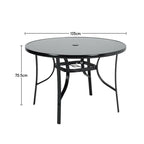 Livingandhome 105cm Tempered Glass Metal Garden Table with Parasol Hole - Garden Table - British D'sire