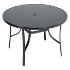 Livingandhome 105cm Tempered Glass Metal Garden Table with Parasol Hole - Garden Table - British D'sire