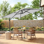 Livingandhome 3M Large Square Canopy Rotating Outdoor Cantilever Parasol, Light Grey - Cantilever Parasol - British D'sire
