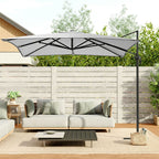 Livingandhome 3M Large Square Canopy Rotating Outdoor Cantilever Parasol, Light Grey - Cantilever Parasol - British D'sire