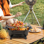Livingandhome Cast Iron Grill with Handle - BBQ Grill - British D'sire