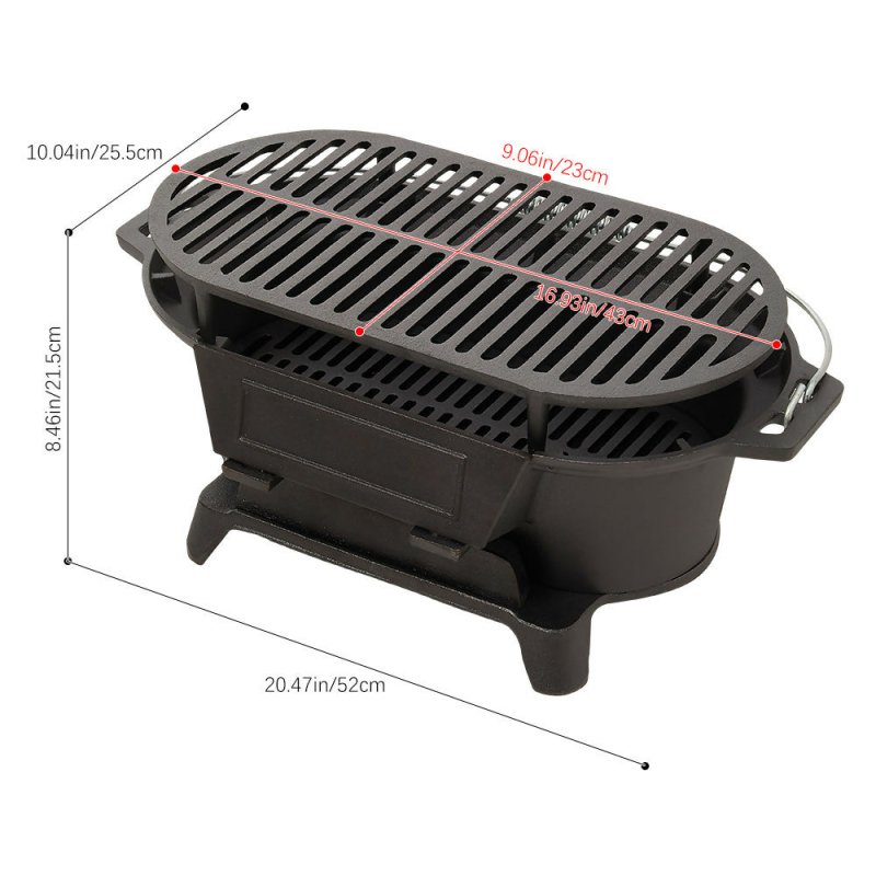 Livingandhome Cast Iron Grill with Handle - BBQ Grill - British D'sire