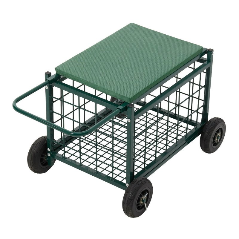 Livingandhome Rolling Garden Work Seat Cart with Storage - Garden Seat - British D'sire