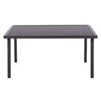 Livingandhome Rustic Rectangle Outdoor Wicker Table with Tempered Glass Tabletop 105*90cm - Garden Table - British D'sire