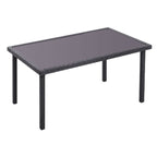 Livingandhome Rustic Rectangle Outdoor Wicker Table with Tempered Glass Tabletop 105*90cm - Garden Table - British D'sire