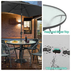 Livingandhome Tempered Glass Outdoor Coffee Table with Parasol Hole 105cm Dia - Coffee Table - British D'sire