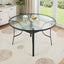 Livingandhome Tempered Glass Outdoor Coffee Table with Parasol Hole 105cm Dia - Coffee Table - British D'sire