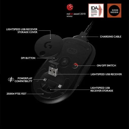 Logitech G PRO Wireless Gaming Mouse – HERO 25K – Black - British D'sire