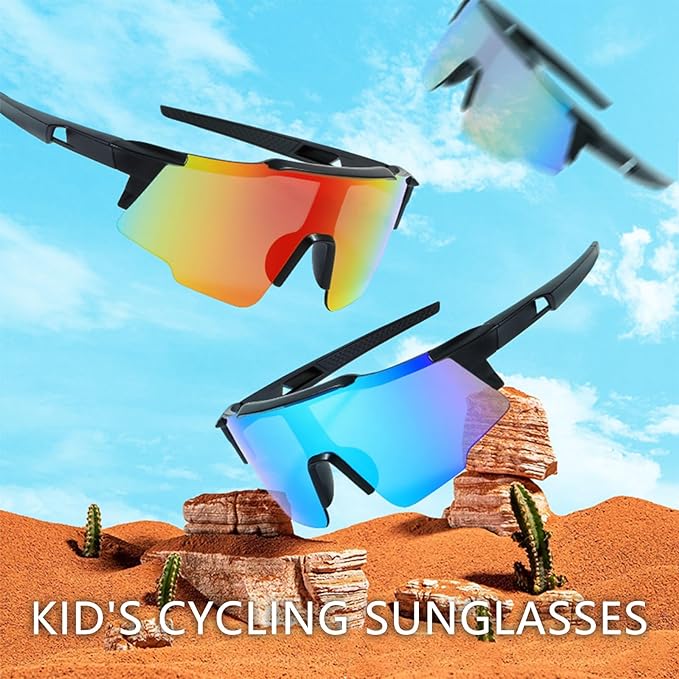 LOJUDI Sports Kids Sunglasses Boys Girls - Cycling Childrens Sunglasses for UV400 Protection Secondary image