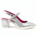 Lola- Silver bar shoe - heels - British D'sire