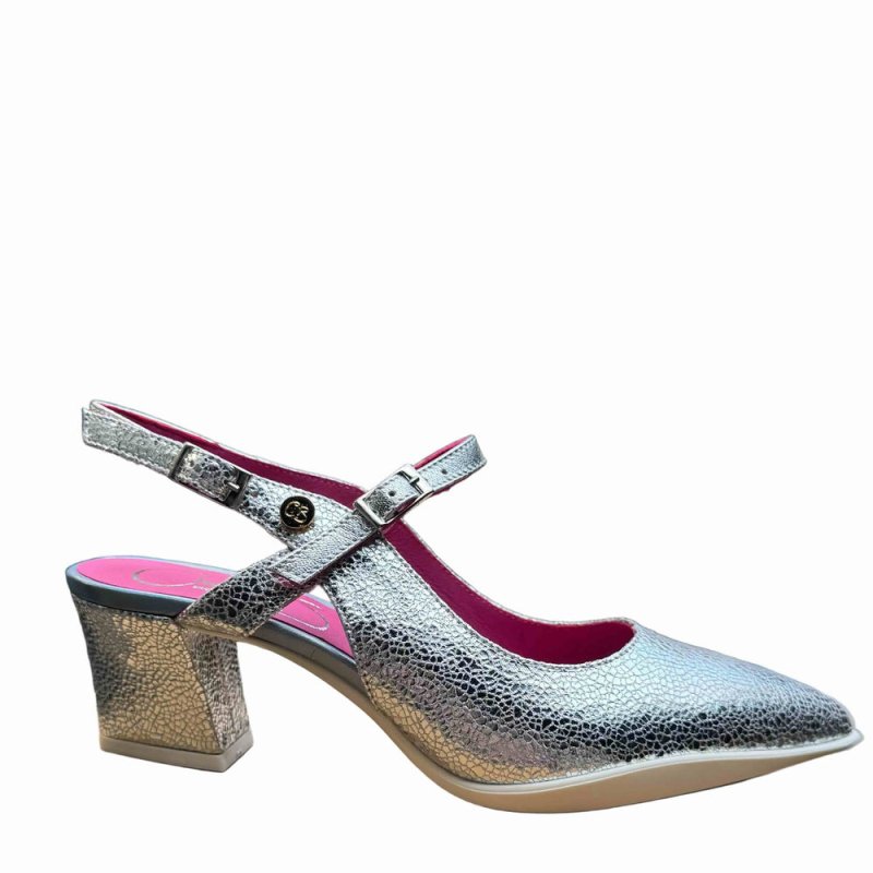 Lola - Silver bar shoe - heels - British D'sire