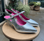 Lola - Silver bar shoe - heels - British D'sire