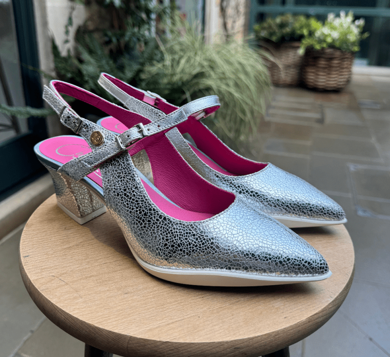 Lola - Silver bar shoe - heels - British D'sire