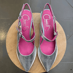 Lola - Silver bar shoe - heels - British D'sire