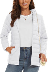 London Collection Women's Lightweight Waterproof Puffer Jacket | Quilted Padded Winter Coat with Hood and Pockets for Warmth and Comfort | Ideal for All Ages | Durable and Insulated Outerwear for Cold Weather | Perfect for Outdoor Adventures - Lightweight Waterproof Puffer Jacket - British D'sire