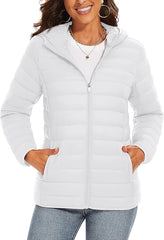 London Collection Women's Lightweight Waterproof Puffer Jacket | Quilted Padded Winter Coat with Hood and Pockets for Warmth and Comfort | Ideal for All Ages | Durable and Insulated Outerwear for Cold Weather | Perfect for Outdoor Adventures - Lightweight Waterproof Puffer Jacket - British D'sire