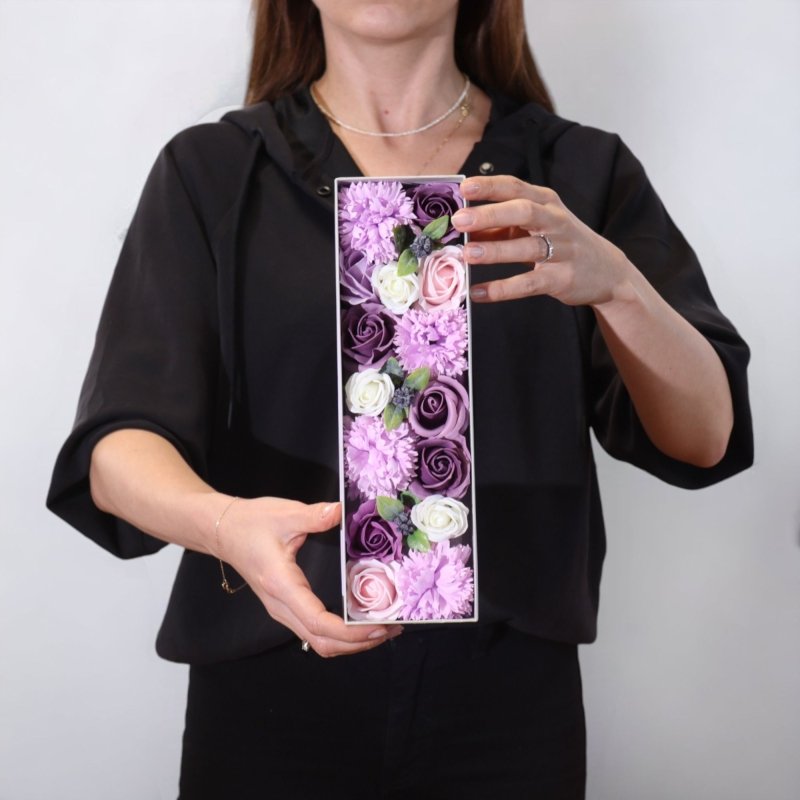 Long Box - Lavender Rose & Carnation - Luxury Soap Flowers - British D'sire
