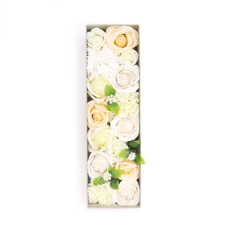 Long Box - Wedding Blessings - White & Ivory - Luxury Soap Flowers - British D'sire Main image