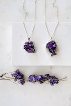 Long Length 925 Sterling Silver Raw Amethyst Cluster Necklace - Necklaces - British D'sire