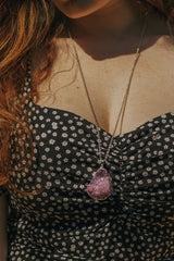 Long Length 925 Sterling Silver Raw Lilac Purple Agate Necklace - Necklaces - British D'sire