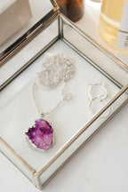 Long Length 925 Sterling Silver Raw Lilac Purple Agate Necklace - Necklaces - British D'sire