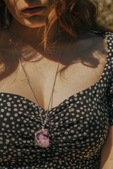 Long Length 925 Sterling Silver Raw Lilac Purple Agate Necklace - Necklaces - British D'sire