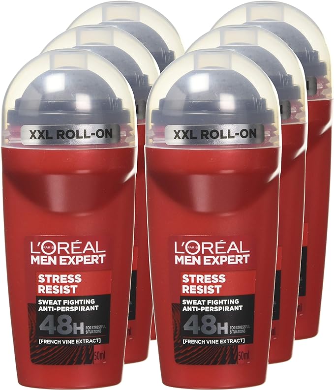 L'Oréal Paris Men Expert Stress Resist Deodorant for Men, 50 ml, Pack of 6, Bulk Buy - British D'sire