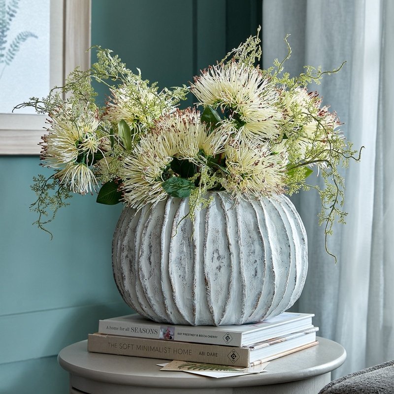 Lorenzo Rotund Fin Vase - Olive Green Ceramic Decorative Vase - Vases - British D'sire