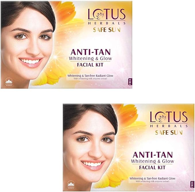 Lotus Herbals Safe Sun Anti Tan Whitening and Glow 4 in 1 Facial Kit 60g (Single Use) - British D'sire Main image