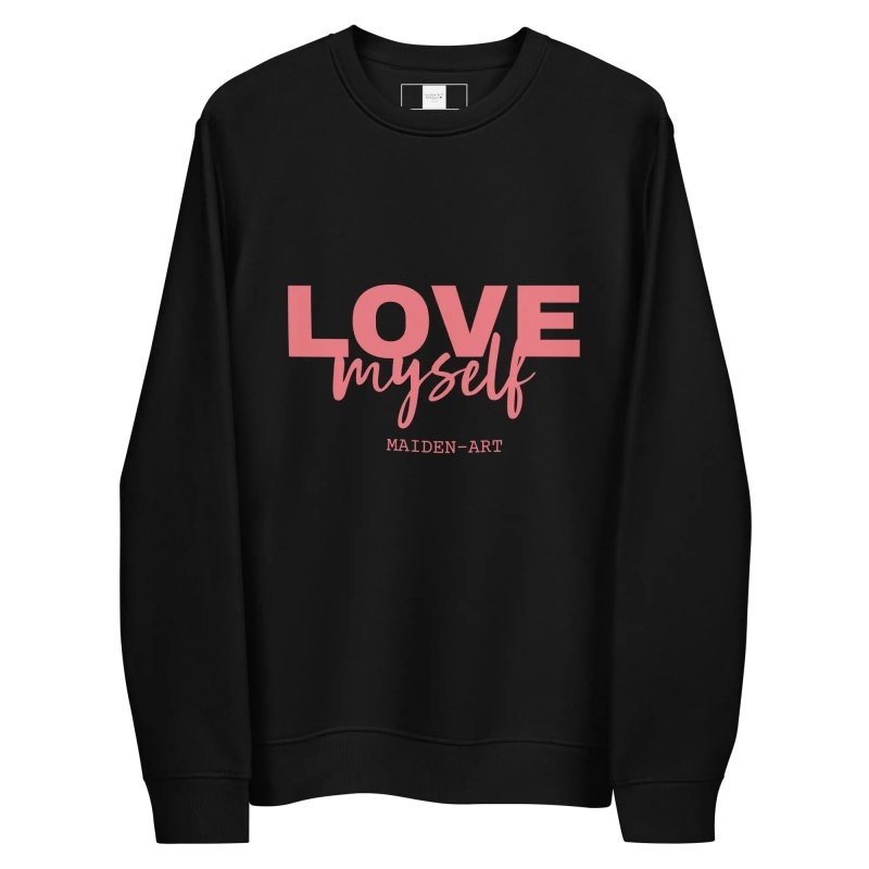 Maiden Art - Unisex Eco Sweatshirt (LOVE MYSELF) –EcoBlend -Organic Cotton & recycled polyester -Sustainable, Soft, and Comfortable -Ideal for Cozy apparel lovers & Green consumers –For Men & Women Secondary image