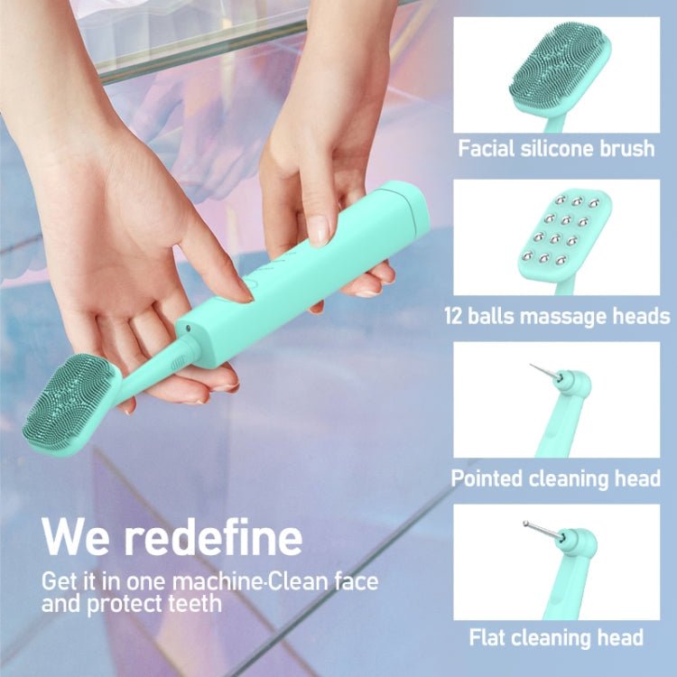 LSHOW YJK108 Multi - function Facial Cleansingand Teeth Cleaning Instrument with LED Auxiliary Light(Blue) - British D'sire