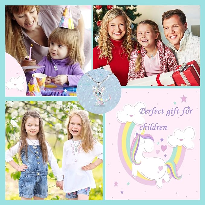 Luckimoli Cat Necklace for Girls Crystal Pendant Necklaces Cat Lover Gifts Jewelry Gifts for Girls Daughter Granddaughter Niece Birthday - Necklaces - British D'sire