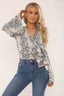 Luke Satin Navy Snake Print Wrap Top – Women's Snake Print Wrap - Top - British D'sire