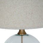 Lunel Glass Orb Table Lamp With Edged Linen Shade - Lamps - British D'sire