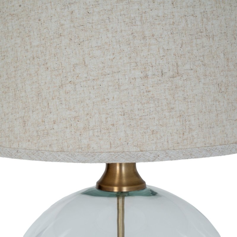 Lunel Glass Orb Table Lamp With Edged Linen Shade - Lamps - British D'sire