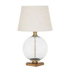 Lunel Glass Orb Table Lamp With Edged Linen Shade - Lamps - British D'sire