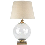 Lunel Glass Orb Table Lamp With Edged Linen Shade - Lamps - British D'sire